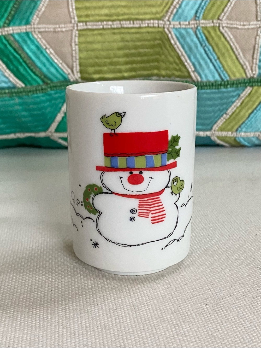 Vintage 80s Gibson Greetings Snowman Christmas Mug Cup Japan by Fashion Accents
